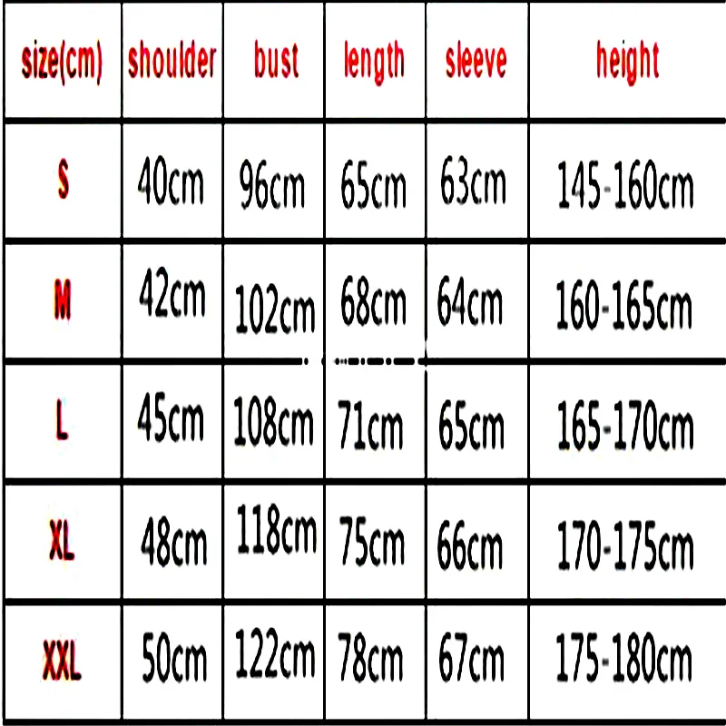 Size chart - Oppai Store